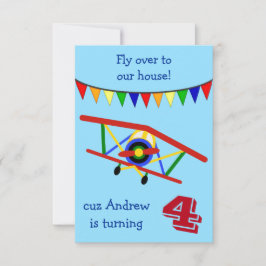 Invitación Fiesta de cumpleaños de niños de avión coloridos