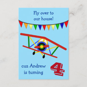Invitación Fiesta de cumpleaños de niños de avión coloridos