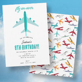 Invitación Fiesta de cumpleaños de niños de avión vuelan