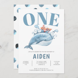Invitación Fiesta de cumpleaños de niños de ballenas azules