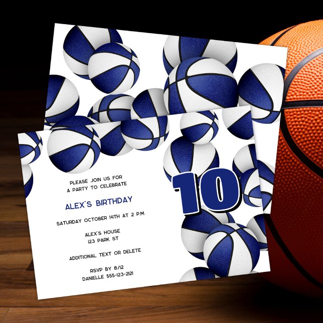Invitación fiesta de cumpleaños de niños de baloncesto blanco (Subido por el creador)