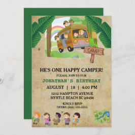 Invitación Fiesta de cumpleaños de niños de Camper Feliz