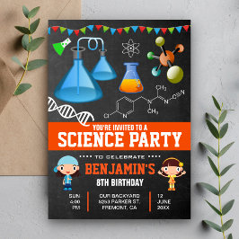 Invitación Fiesta de Cumpleaños de Niños de Ciencia Loca Colo