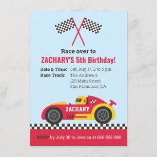 Invitación Fiesta de cumpleaños de niños de coches de Carrera