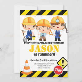 Invitación Fiesta de cumpleaños de niños de construcción