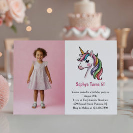 Invitación Fiesta de cumpleaños de niños de foto de Unicornio