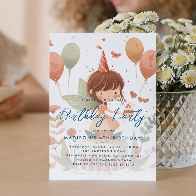 Invitación Fiesta De Cumpleaños De Niños De Hadas Y Globos (Subido por el creador)