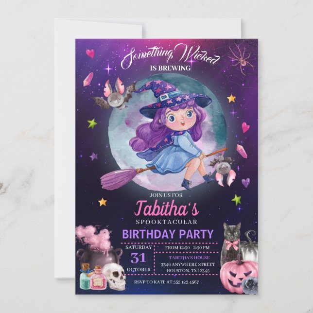 Invitación Fiesta de cumpleaños de niños de Halloween (Anverso)
