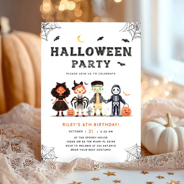 Invitación Fiesta de cumpleaños de niños de Halloween con fan (Subido por el creador)