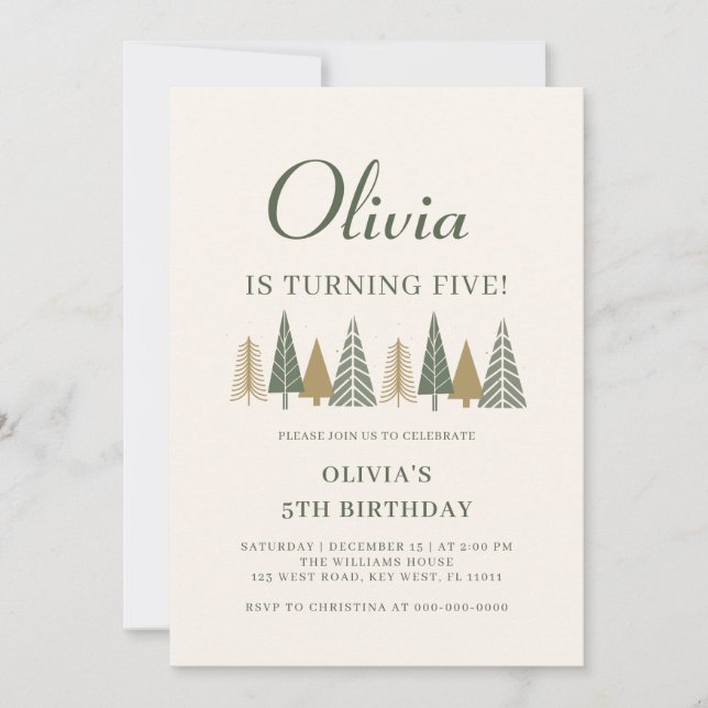 Invitación Fiesta de Cumpleaños de Niños de Invierno (Anverso)