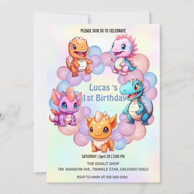 Invitación Fiesta de cumpleaños de niños de la Escuela de Glo (Anverso)