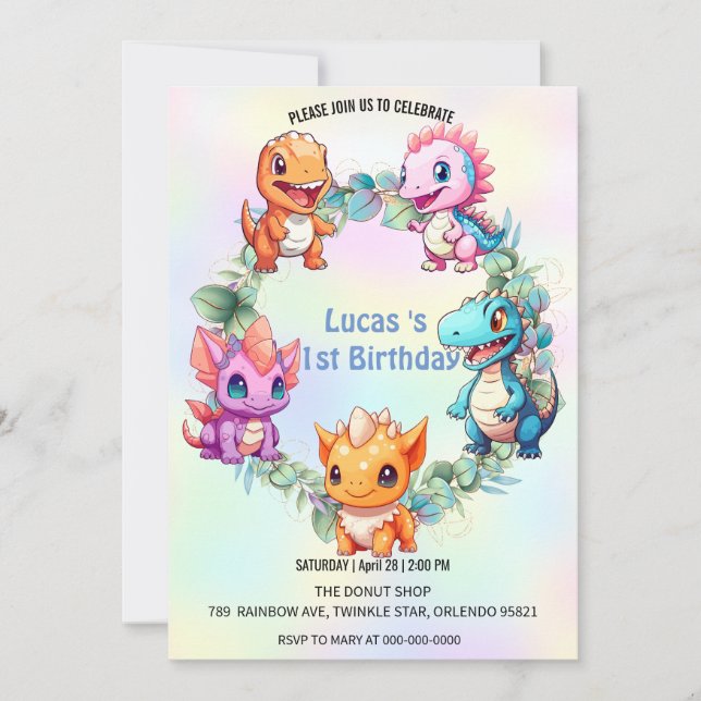 Invitación Fiesta de cumpleaños de niños de la Escuela de Glo (Anverso)