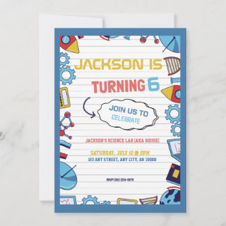 Invitación Fiesta de Cumpleaños de Niños de Laboratorio de Ci