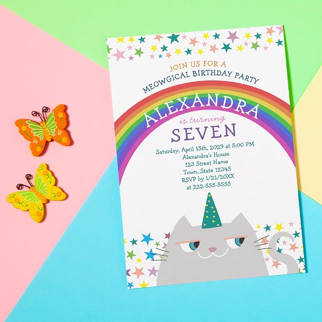 Invitación Fiesta de Cumpleaños de Niños del Arcoíris Caticor (Subido por el creador)