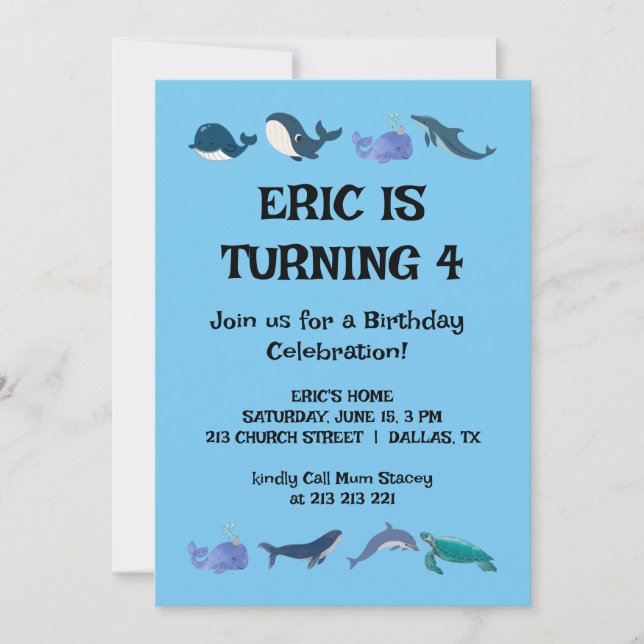 Invitación Fiesta de cumpleaños de niños divertidos (Anverso)