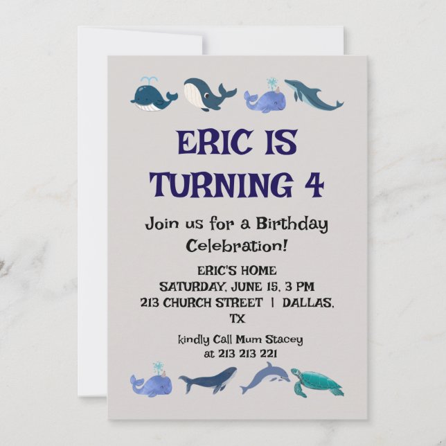 Invitación Fiesta de cumpleaños de niños divertidos (Anverso)