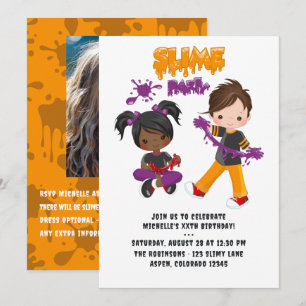 Invitación Fiesta de Cumpleaños de Niños Divertidos con Slime