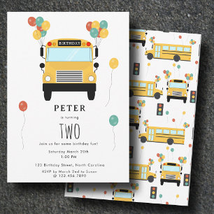 Invitación Fiesta de Cumpleaños de Niños en Autobús Escolar A