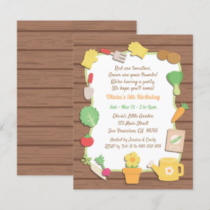 Invitación Fiesta de Cumpleaños de Niños en el Jardín de Verd