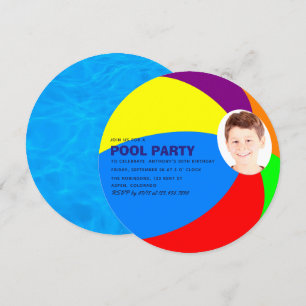 Invitación Fiesta de cumpleaños de niños en la piscina/playa