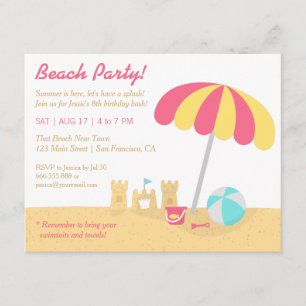 Invitación Fiesta de Cumpleaños de Niños en la Playa con Cast