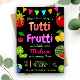 Invitación Fiesta de Cumpleaños de Niños Frutas Lindas Tutti 