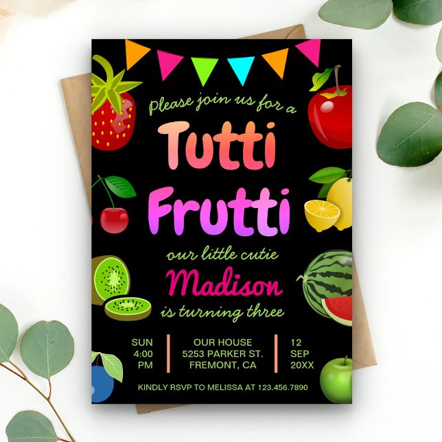 Invitación Fiesta de Cumpleaños de Niños Frutas Lindas Tutti  (Subido por el creador)