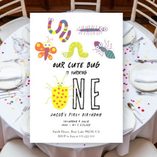 Invitación Fiesta de cumpleaños de niños insecto gusanito mar