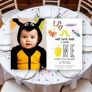 Invitación Fiesta de cumpleaños de niños insecto gusano marip