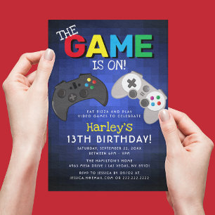 Invitación Fiesta de cumpleaños de niños jugadores de videoju