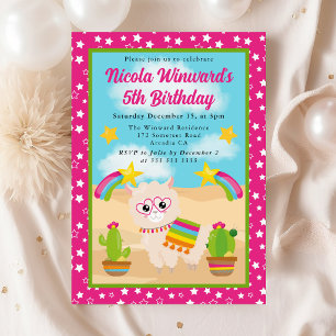 Invitación Fiesta de Cumpleaños de Niños Llamas Divertidas de