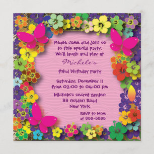 Invitación fiesta de cumpleaños de niños: Mi jardín secreto