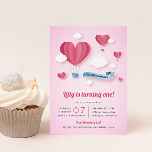 Invitación Fiesta de cumpleaños de niños pequeños enamorados