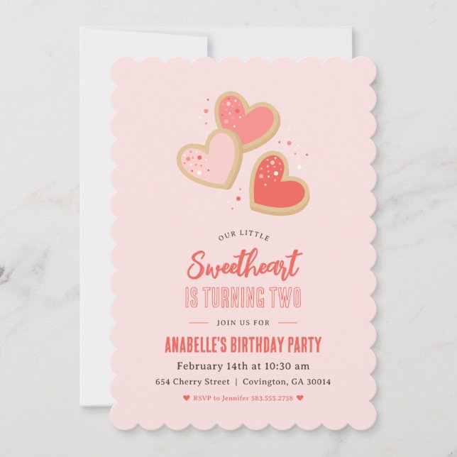 Invitación Fiesta de cumpleaños de niños pequeños enamorados (Anverso)