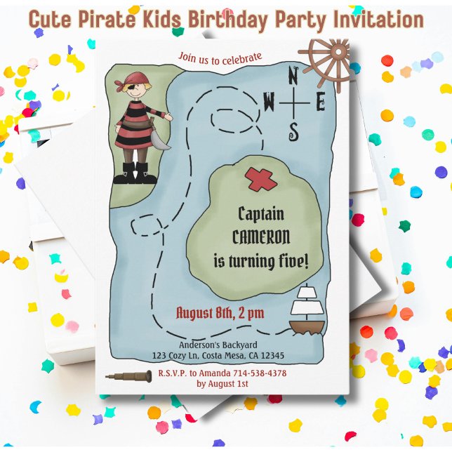Invitación Fiesta de cumpleaños de niños piratas (Subido por el creador)