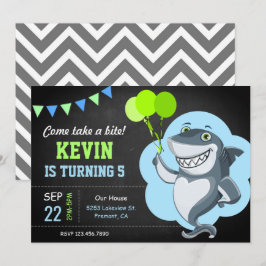Invitación Fiesta de Cumpleaños de Niños Pizarra Tiburón Ador