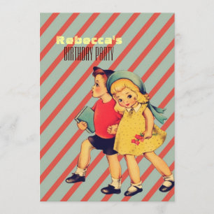 Invitación fiesta de cumpleaños de niños retro adorables