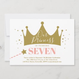 Invitación Fiesta de cumpleaños de niños rosados de la prince