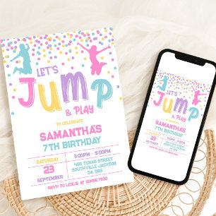 Invitación Fiesta de Cumpleaños de Niños Salto en Trampolín