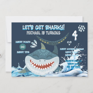 Invitación Fiesta de Cumpleaños de Niños Tiburón Lindo