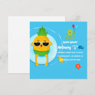 Invitación Fiesta de Cumpleaños de Niños Verano de Piña Salpi