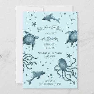 Invitación Fiesta de Cumpleaños de Niños Vida Marina Acuario