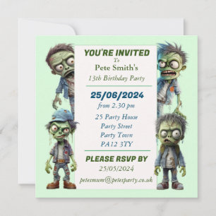 Invitación Fiesta de cumpleaños de niños zombis