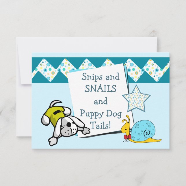 Invitación Fiesta de Cumpleaños de Nips y Caracoles Azules (Anverso)