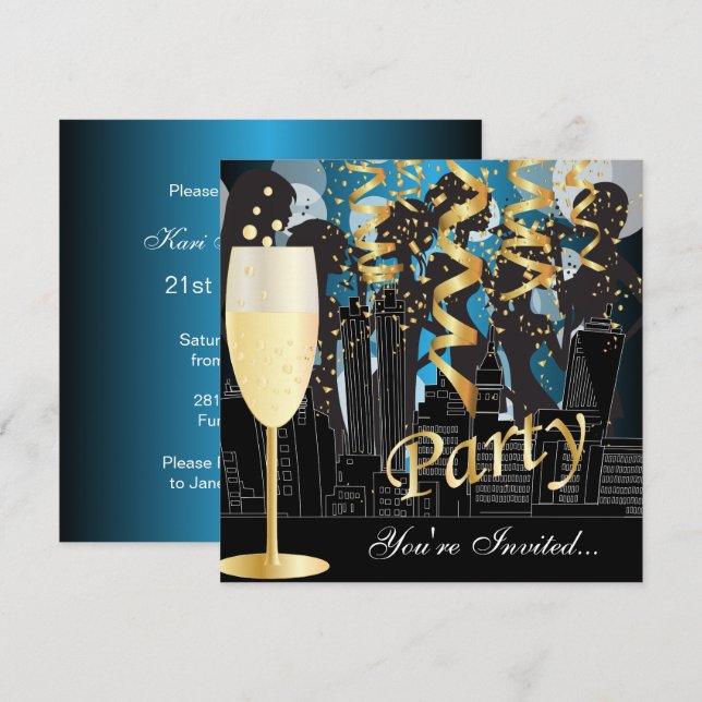 Invitación Fiesta de cumpleaños de Noche Fuera de chica | Azu (Anverso / Reverso)