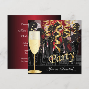 Invitación Fiesta de cumpleaños de Noche Fuera de chica   Roj