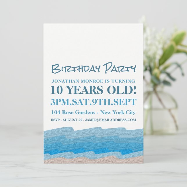 Invitación Fiesta de cumpleaños de Ocean Beach (Anverso de pie)