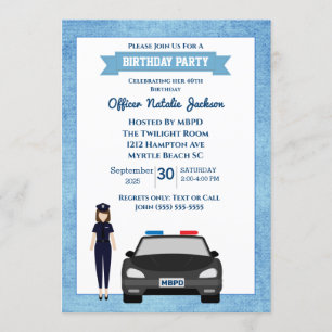 Invitación Fiesta de Cumpleaños de Oficial de Policía Femenin