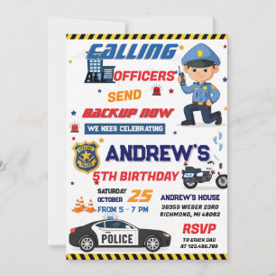 Invitación Fiesta de cumpleaños de oficial de policía moderno