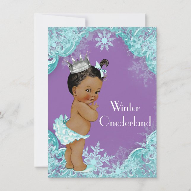 Invitación Fiesta de cumpleaños de Onederland de invierno púr (Anverso)